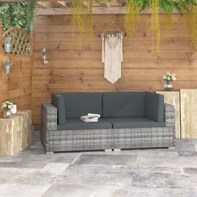 vidaXL 2 Piece Patio Sofa Set with Cushions Poly Rattan Gray