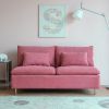 Modern Armless Loveseat Couch;  Armless Settee Bench;  Pink Cotton Linen-59.8''