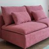 Modern Armless Loveseat Couch;  Armless Settee Bench;  Pink Cotton Linen-59.8''