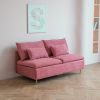 Modern Armless Loveseat Couch;  Armless Settee Bench;  Pink Cotton Linen-59.8''