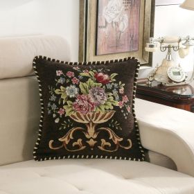 Light Luxury Flower Curled Chenille Pillow Home (Option: Coffee-48x48cm Pillowcase)