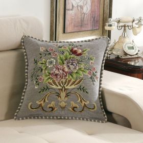 Light Luxury Flower Curled Chenille Pillow Home (Option: Grey-48x48cm Pillowcase)