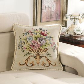 Light Luxury Flower Curled Chenille Pillow Home (Option: Beige-48x48cm Pillowcase)