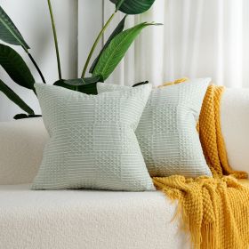 Simple Geometric Cotton Woven Jacquard Pillow Cover (Option: 40x40 Pillowcase Without Core-Mint Green)