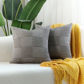 Simple Geometric Cotton Woven Jacquard Pillow Cover (Option: 40x40 Pillowcase Without Core-Gray)