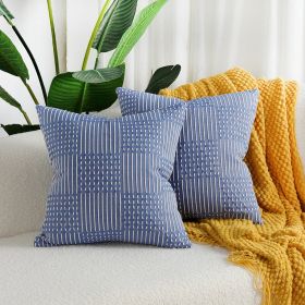 Simple Geometric Cotton Woven Jacquard Pillow Cover (Option: 40x40 Pillowcase Without Core-Blue)