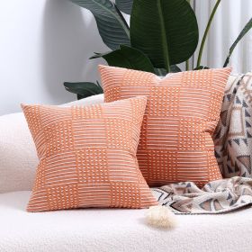 Simple Geometric Cotton Woven Jacquard Pillow Cover (Option: 40x40 Pillowcase Without Core-Orange)