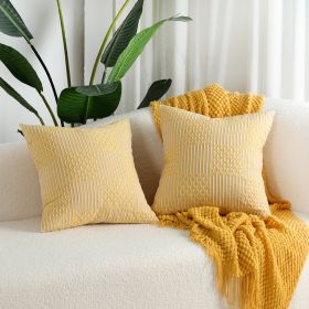 Simple Geometric Cotton Woven Jacquard Pillow Cover (Option: 40x40 Pillowcase Without Core-Yellow)