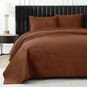 Pure Polyester Flannel Three-piece Bed Cover Set (Option: Brick Red-Queen)