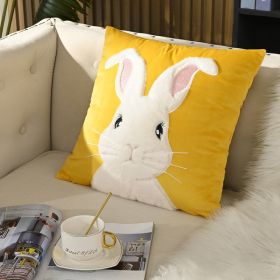 Embroidered Velvet Plush Cute Sofa Decorative Cushion Pillow Cover (Option: Yellow Rabbit-45X45 Pillowcase)