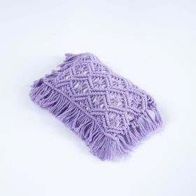 Hand-woven Tassel Pillow (Option: Light Purple-24X15CM)