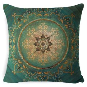 Bohemian Style Mandala Bedside And Sofa Cushion American Retro Linen Pillow Cover (Option: Style 4-45x 45 Pillowcase)