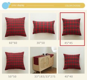 Polyester Cotton Christmas Red And Green Checkered Pillowcase Cover (Option: Red And Green Plaids-45x45cm)