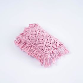 Hand-woven Tassel Pillow (Option: Pink-24X15CM)