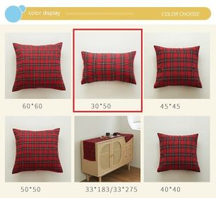 Polyester Cotton Christmas Red And Green Checkered Pillowcase Cover (Option: Red And Green Plaids-30x50cm)