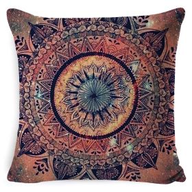 Bohemian Style Mandala Bedside And Sofa Cushion American Retro Linen Pillow Cover (Option: Style 2-45x 45 Pillowcase)