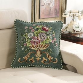 Light Luxury Flower Curled Chenille Pillow Home (Option: Army Green-48x48cm Pillow)