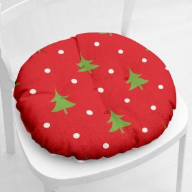 Cotton-filled Thickened Cotton And Linen Printing Chair Cushion (Option: Round Christmas Series 2 6-Velvet)