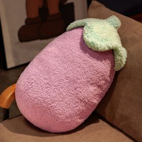 Super Cute Cartoon Fruit Carrot Cactus Pineapple Cotton Velvet Fruit Pillow (Option: Eggplant-Average Size)