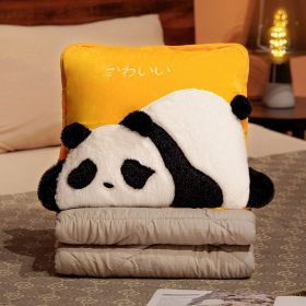 Cute Cartoon Panda Pillow Blanket Dual-use (Option: Pillow Blanket Yellow-40x40cm)