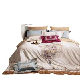 140s Silk Cotton Long-staple Cotton Embroidery Four Piece Home Textiles Set (Option: Bedspread Models-Quilt Cover 200 X230cm)