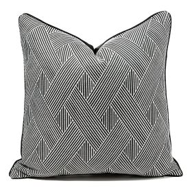 Black And White Striped Hotel Villa B & B Living Room Bedroom Pillow Cover (Option: Black And White Pillowcase-30x50cm)