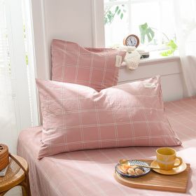 Pastoral Style Full Cotton Pillowcase (Option: Plaid Pink-30x50cm)