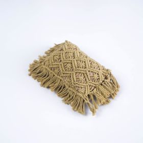 Hand-woven Tassel Pillow (Option: Khaki-24X15CM)