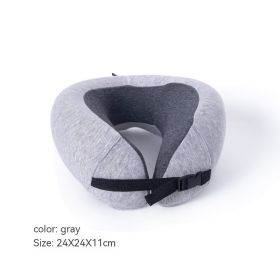 U-shape Pillow Slow Rebound Polyester Cotton Storage Neck U-shaped Removable And Washable Travel Plane (Option: Gray-24x24cm)