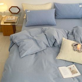 Fashion Simple Cotton Washed Pillowcase (Option: Elegant Blue-A Pair Of Pillowcases 48x74)