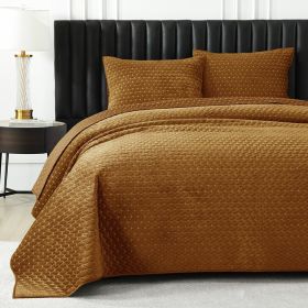 Pure Polyester Flannel Three-piece Bed Cover Set (Option: Golden Yellow-Queen)