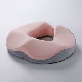 Office Hollow Breathable Seat Cushion (Option: Light Gray Splicing Pink-420x375x95mm)