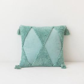 Corduroy Geometric Rhombus Triangle Tufted Embroidered Tassel Pillow Model Room Sofa Cushion Cover (Option: A-45x45cm Without Pillow Core)