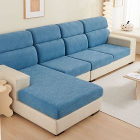 Plain Elastic Non-slip Sofa Seat Cover Three-dimensional Jacquard Velvet Elastic Mix-and-match Combination Sofa (Option: Time Sofa Height Blue-Big Four XL)