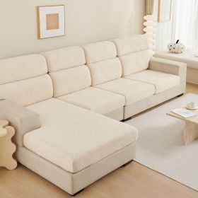 Plain Elastic Non-slip Sofa Seat Cover Three-dimensional Jacquard Velvet Elastic Mix-and-match Combination Sofa (Option: Time Sofa Beige-Big Four XL)