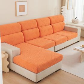 Plain Elastic Non-slip Sofa Seat Cover Three-dimensional Jacquard Velvet Elastic Mix-and-match Combination Sofa (Option: Time Sofa Gray Orange-Big Four XL)