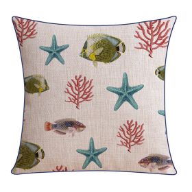 Classical Style Seaweed Starfish Pillow Thick Cotton Linen Sofa Cushion Cover (Option: XH0081-53X53cm Without Core)