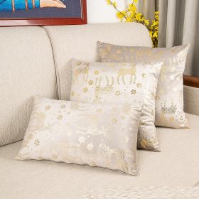 Netherlands Velvet Bronzing Christmas Style Pillow Cover (Option: Light Gray-45x45cm Hug Without Core)