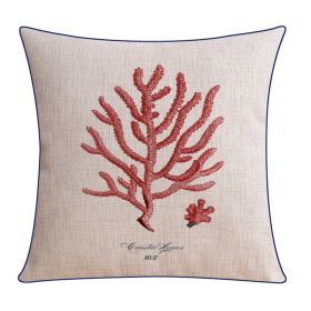 Classical Style Seaweed Starfish Pillow Thick Cotton Linen Sofa Cushion Cover (Option: XH0075-53X53cm Without Core)