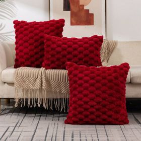 Woven Fleece Solid Color Pillow Waist Rest Pillow Cover (Option: 45x45-Red)