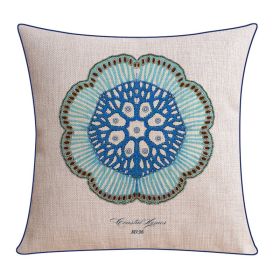 Classical Style Seaweed Starfish Pillow Thick Cotton Linen Sofa Cushion Cover (Option: XH0077-53X53cm Without Core)