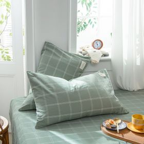 Pastoral Style Full Cotton Pillowcase (Option: Plaid Green-40x60cm)