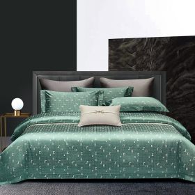 Light Luxury High-end Jacquard Long-staple Cotton Four-piece Set (Option: Royalcover Green-200cm)